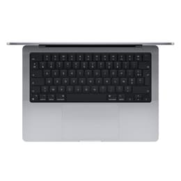 MacBook Pro 14" (2021) - Applen M1 Pro ‑siru jossa on 8-ytiminen prosessori ja 14-ytiminen näytönohjain - 32GB RAM - SSD 512GB - Tavallinen näyttö - QWERTZ - Saksa