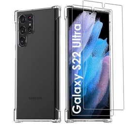 Kuori Galaxy S22 Ultra 5G ja 2 suojakalvo - Silikoni - Läpinäkyvä