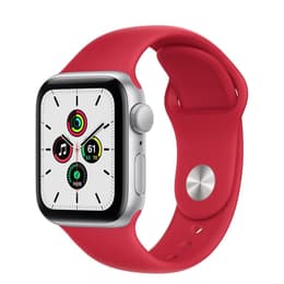 Apple Watch (Series 5) 2019 GPS 40 mm - Alumiini Hopea - Sport loop Punainen