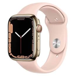 Apple Watch Series 7 (2021) GPS + Cellular 41 mm - Ruostumaton teräs Kulta - Sport band Pinkki