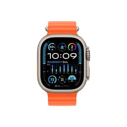 Apple Watch Ultra (2022) GPS + Cellular 49 mm - Titaani Luonnontitaani - Ocean-ranneke Oranssi
