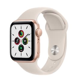 Apple Watch (Series 5) 2019 GPS 44 mm - Alumiini Kulta - Sport band Wit