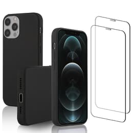 Kuori iPhone 12 Pro Max ja 2 suojakalvo - Silikoni - Musta