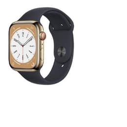Apple Watch Series 8 (2022) GPS + Cellular 41 mm - Ruostumaton teräs Kulta - Sport band Musta