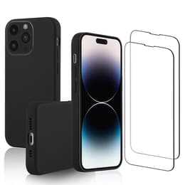 Kuori iPhone 15 Pro ja 2 suojakalvo - Silikoni - Musta