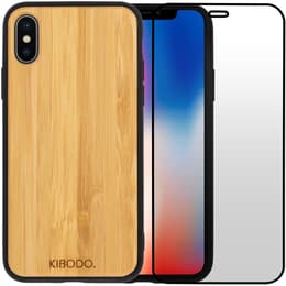 Kuori iPhone X/XS ja suojaava näyttö - Puu - Puu