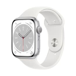 Apple Watch Series 8 (2022) GPS 45 mm - Alumiini Hopea - Sport band Valkoinen