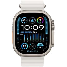 Apple Watch Ultra 2 (2023) GPS + Cellular 49 mm - Titaani Luonnontitaani - Ocean-ranneke Valkoinen