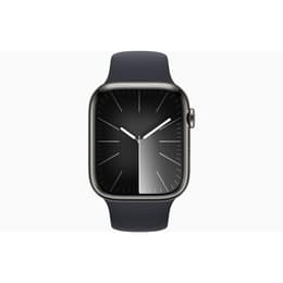 Apple Watch Series 9 (2023) GPS + Cellular 45 mm - Ruostumaton teräs Grafiitti - Sport band Musta