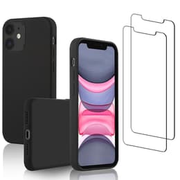 Kuori iPhone 11 ja 2 suojakalvo - Silikoni - Musta
