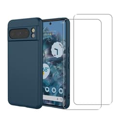 Kuori Google Pixel 8 Pro ja 2 suojakalvo - Silikoni - Sininen