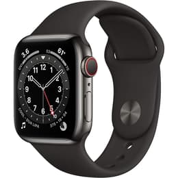 Apple Watch (Series 6) 2020 GPS + Cellular 40 mm - Ruostumaton teräs Grafiitti - Sport band Musta