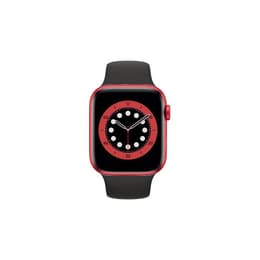 Apple Watch (Series 6) 2020 GPS 44 mm - Alumiini Punainen - Sport loop Musta