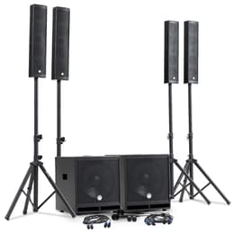 Système Sonorisation Complet 2400W DJ BM SONIC, 4 Enceintes satellites, 2x Méga SUB 38cm USB/Bluetooth, Supports Câbles, Micros PA-kaiutin