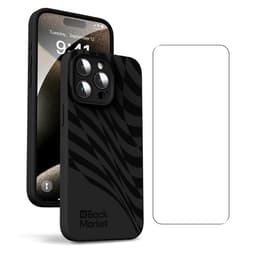 Back Market Kuori iPhone 15 Pro Max ja suojaava näyttö - 100% biohajoava - Musta - Aaltokuvio