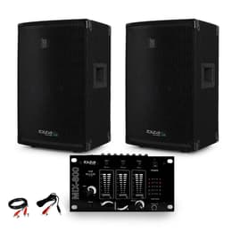 Ibiza Sound Paire d'enceinte Sono passive IBIZA DISCO10B TRAPEZOIDALE 10" 1000W BassReflex + Table de Mix + Câble PC PA-kaiutin