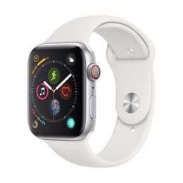 Apple Watch (Series 4) 2018 GPS + Cellular 44 mm - Ruostumaton teräs Hopea - Sport loop Wit