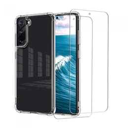 Kuori Galaxy S21 5G ja 2 suojakalvo - Silikoni - Läpinäkyvä