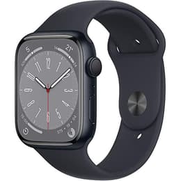 Apple Watch (Series 8) 2022 GPS 45 mm - Ruostumaton teräs Musta - Sport band Musta