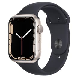 Apple Watch (Series 7) 2021 GPS 45 mm - Alumiini Tähtivalkea - Sport band Musta