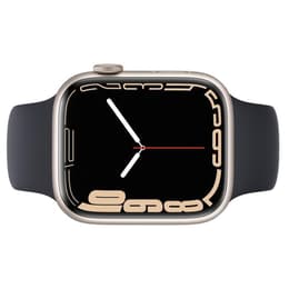 Apple Watch (Series 7) 2021 GPS 45 mm - Alumiini Tähtivalkea - Sport band Musta