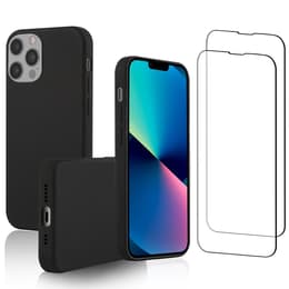 Kuori iPhone 13 Pro ja 2 suojakalvo - Silikoni - Musta