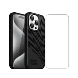 Back Market Kuori iPhone 15 Pro ja suojaava näyttö - 100% biohajoava - Musta - Aaltokuvio