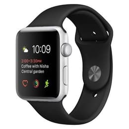 Apple Watch Series 3 (2017) GPS 42 mm - Ruostumaton teräs Hopea - Sport band Musta