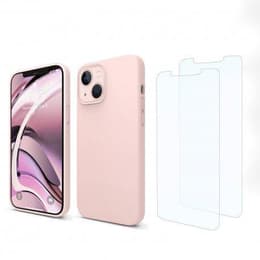 Kuori iPhone 13 ja 2 suojakalvo - Silikoni - Vaaleanpunainen