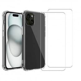 Kuori iPhone 15 ja 2 suojakalvo - TPU - Läpinäkyvä