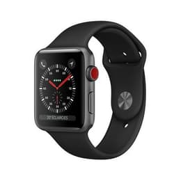 Apple Watch (Series 3) 2017 GPS + Cellular 38 mm - Alumiini Tähtiharmaa - Sport band Musta