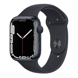 Apple Watch (Series 7) 2021 GPS 45 mm - Alumiini Keskiyö - Sport band Musta