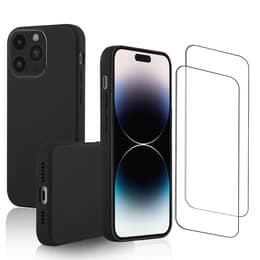 Kuori iPhone 14 Pro ja 2 suojakalvo - Silikoni - Musta