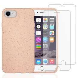 Kuori iPhone SE (2022/2020)/8/7/6/6S ja 2 suojakalvo - Luonnollinen materiaali - Vaaleanpunainen (pinkki)