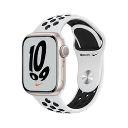 Apple Watch Series 7 (2021) GPS 45 mm - Alumiini Tähtivalkea - Nike Sport band Valkoinen/Musta
