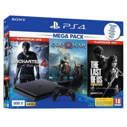 PlayStation 4 Slim 500GB - Musta - Rajoitettu erä Uncharted 4: A Thief´s End + God Of War + The Last of Us: Remastered + Uncharted 4: A Thief´s End + God Of War + The Last of Us: Remastered