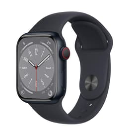 Apple Watch (Series 8) 2022 GPS + Cellular 41 mm - Alumiini Keskiyö - Sport band Musta