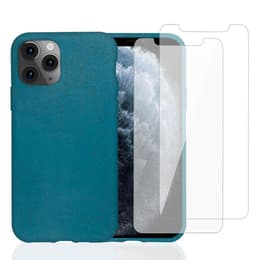 Kuori iPhone 11 Pro ja 2 suojakalvo - Luonnollinen materiaali - Sininen