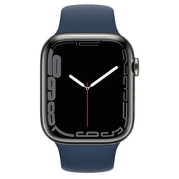 Apple Watch (Series 7) 2021 GPS + Cellular 45 mm - Ruostumaton teräs Grafiitti - Sport band Sininen