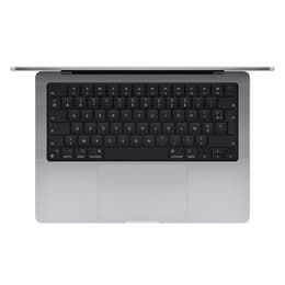 MacBook Pro 14" (2021) - Applen M1 Max ‑siru jossa on 10-ytiminen prosessori ja 24-ytiminen näytönohjain - 32GB RAM - SSD 512GB - Tavallinen näyttö - QWERTY - Italia