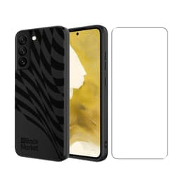 Back Market Kuori Galaxy S22 ja suojaava näyttö - Kierrätysmuovi - Musta - Aaltokuvio