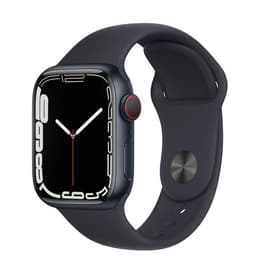 Apple Watch (Series 7) 2021 GPS + Cellular 45 mm - Alumiini Keskiyö - Sport band Musta