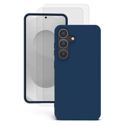 Kuori Galaxy S25 Plus ja 2 suojakalvo - Silikoni - Sininen