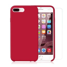 Kuori iPhone 7 Plus/8 Plus ja 2 suojakalvo - Silikoni - Punainen
