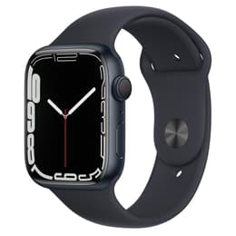 Apple Watch (Series 7) 2021 GPS 45 mm - Ruostumaton teräs Musta - Sport band Musta