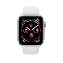 Apple Watch (Series 4) 2018 GPS 44 mm - Alumiini Hopea - Sport band Wit