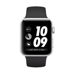 Apple Watch (Series 3) 2017 GPS 42 mm - Alumiini Hopea - Sport loop Musta