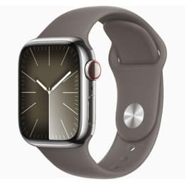 Apple Watch Series 9 (2023) GPS + Cellular 41 mm - Ruostumaton teräs Hopea - Sport band Harmaa