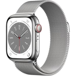 Apple Watch (Series 8) 2022 GPS + Cellular 41 mm - Ruostumaton teräs Hopea - Milanese loop Hopea
