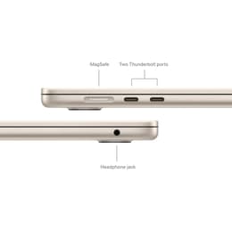 MacBook Air 15" (2024) - Applen M3 ‑siru jossa on 8-ytiminen prosessori ja 10-ytiminen näytönohjain - 8GB RAM - SSD 256GB - AZERTY - Ranska